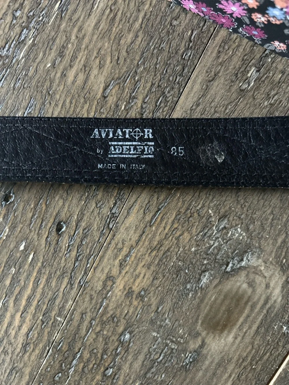 Aviator by Adelfio Vintage Belt Black Leather Faux Animal Print Made in Italy